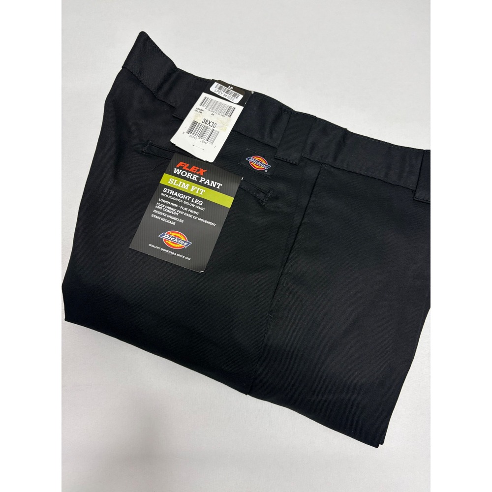 Dickies Flex Work Pant Slim Fit Straight Leg Black 38x30 873FBK Mens Trousers